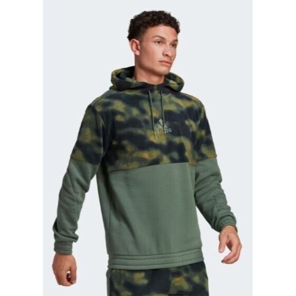 adidas Other - Adidas Polar Fleece Nature Hoodie Mens Medium Green Pullover Sweatshirt HS3255